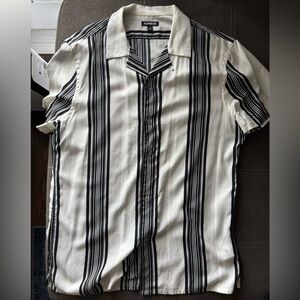 Express Black and White Casual Button Down Shirt